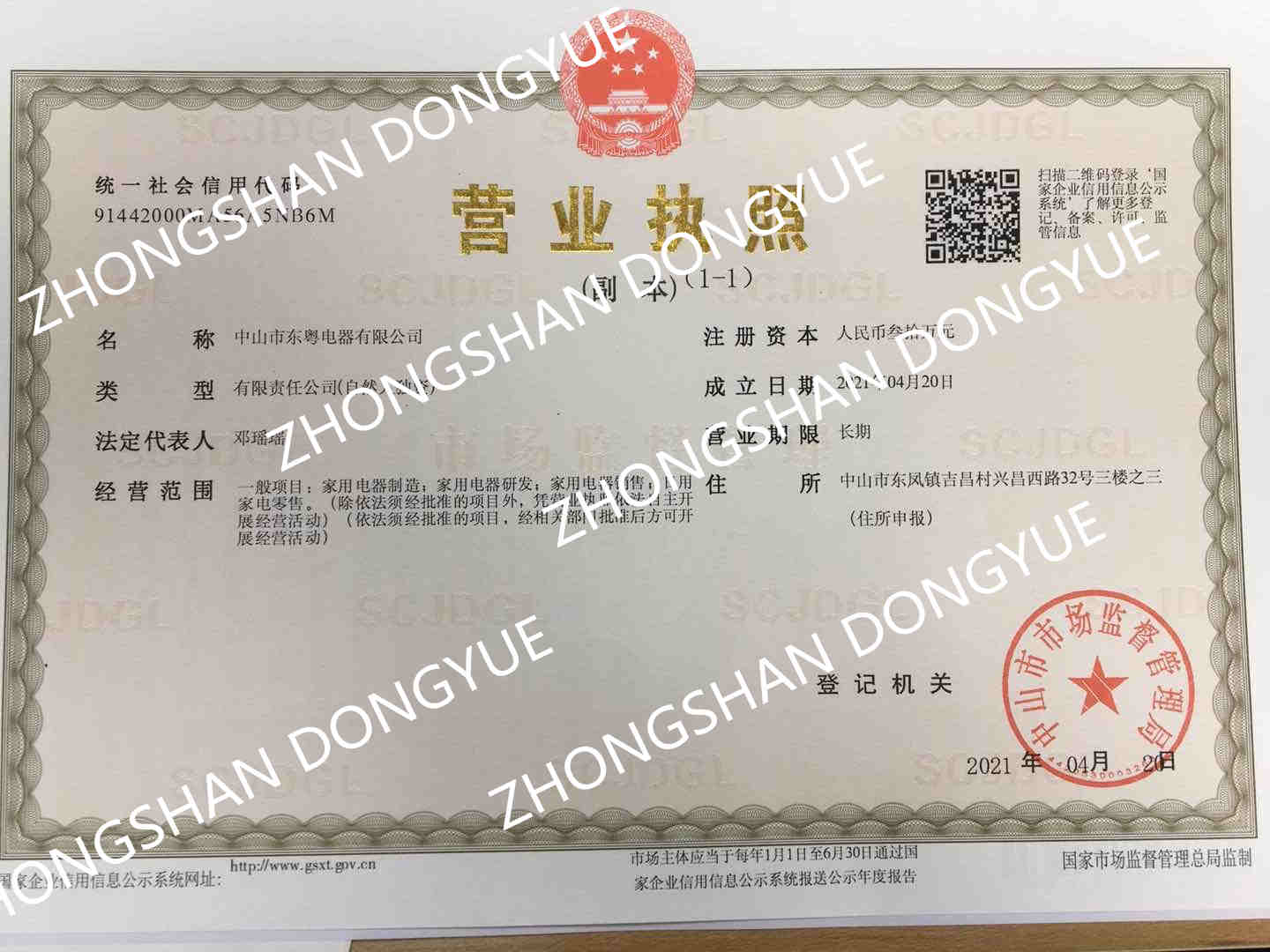 ZHONGSHAN DONGYUE ELECTRICAL APPLIANCES CO LTD