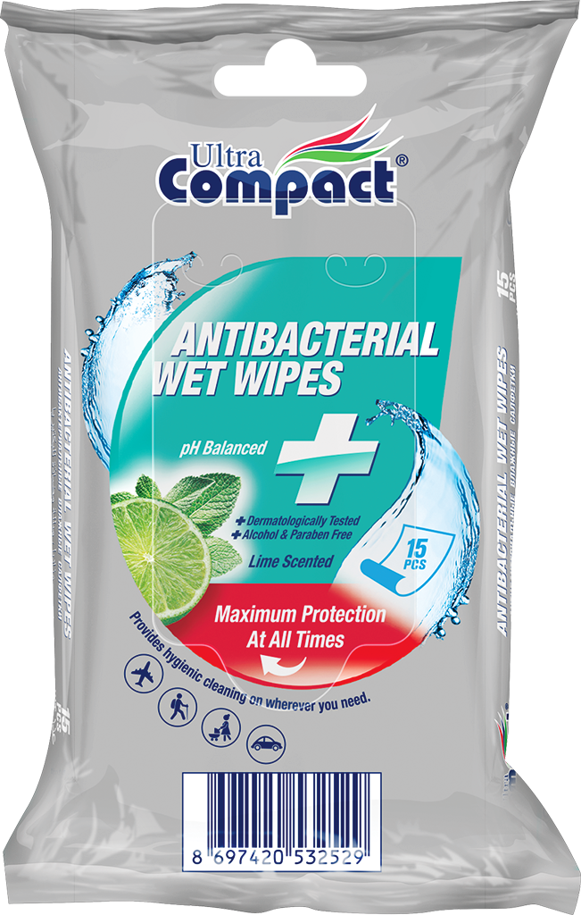 ANTIBACTERIAL WET WIPES 15 PCS