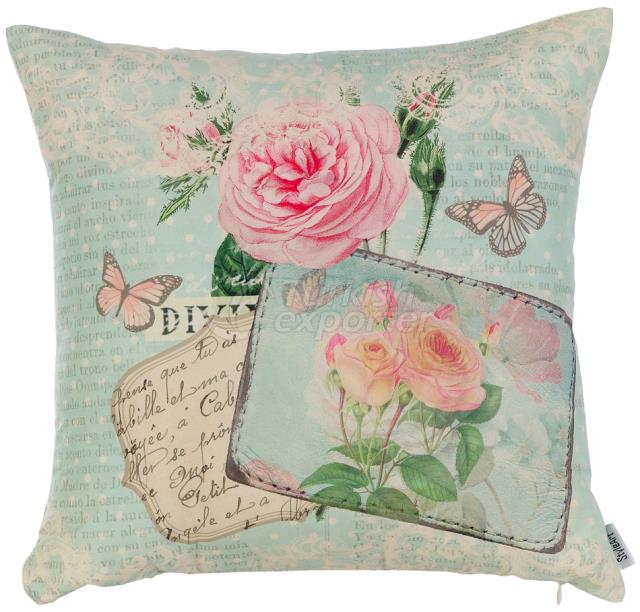 Pembe Gül Baskı Yastık Kılıfı