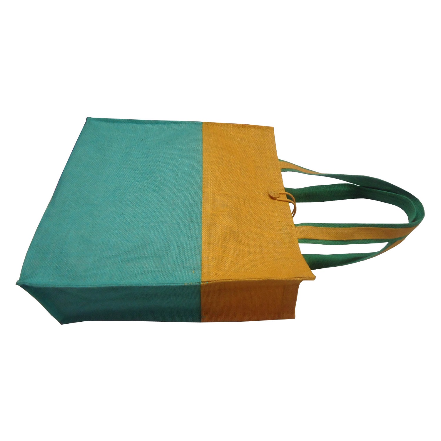 PP Laminated Jute Bag With Jute Trimmed Cotton Web Handle & With Button Closure