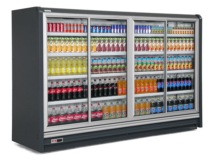 dairy refrigerated showcase with sliding door