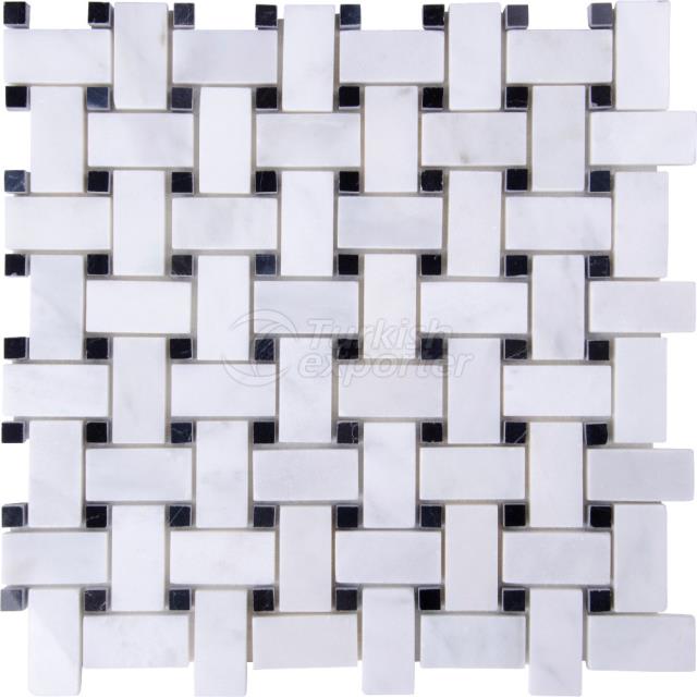 Basketweave Mosaic Mugla White Toros Black