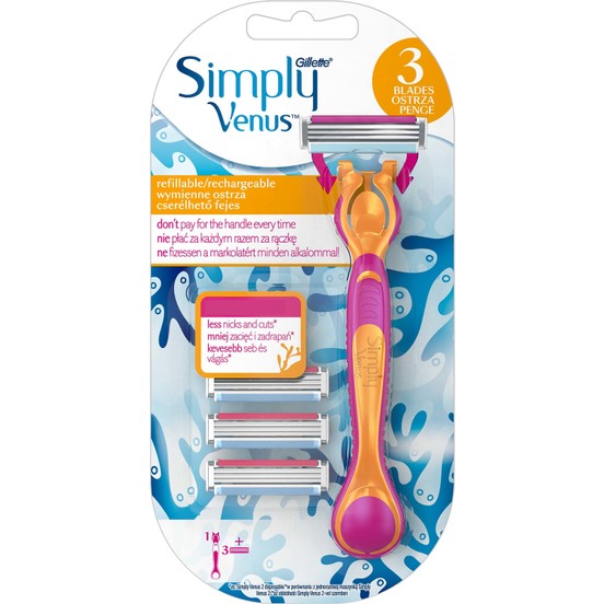 gillette simply venus woman 1 handle +3 refills