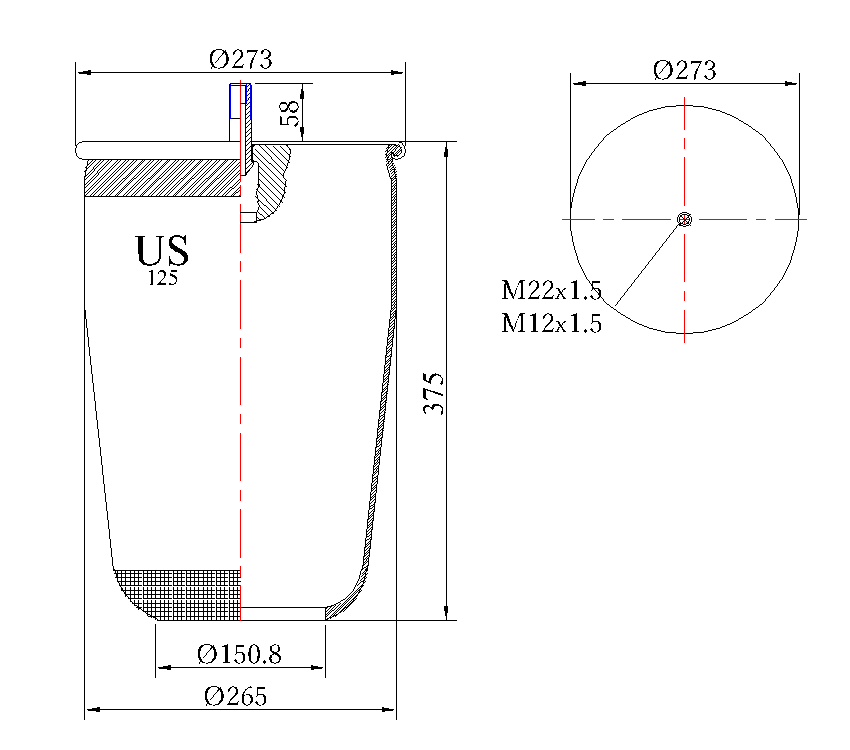 Air Spring with Piston 125 P01