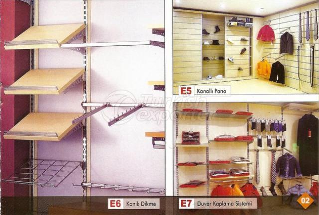 Raflar Konik Dikme Duvar Kaplama Sistemi Kanallı Pano