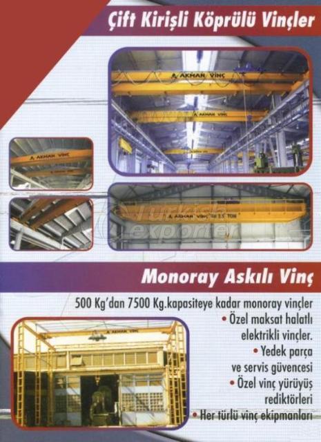 Çift Kirişli Köprülü Vinçler, Monoray Askılı Vinç