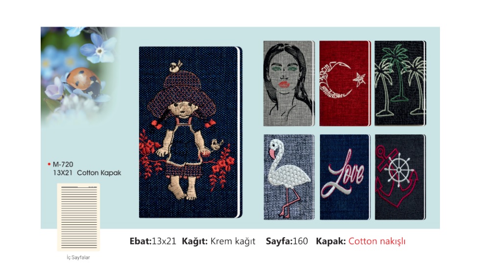 M-721  Cotton Embroidered Notebook