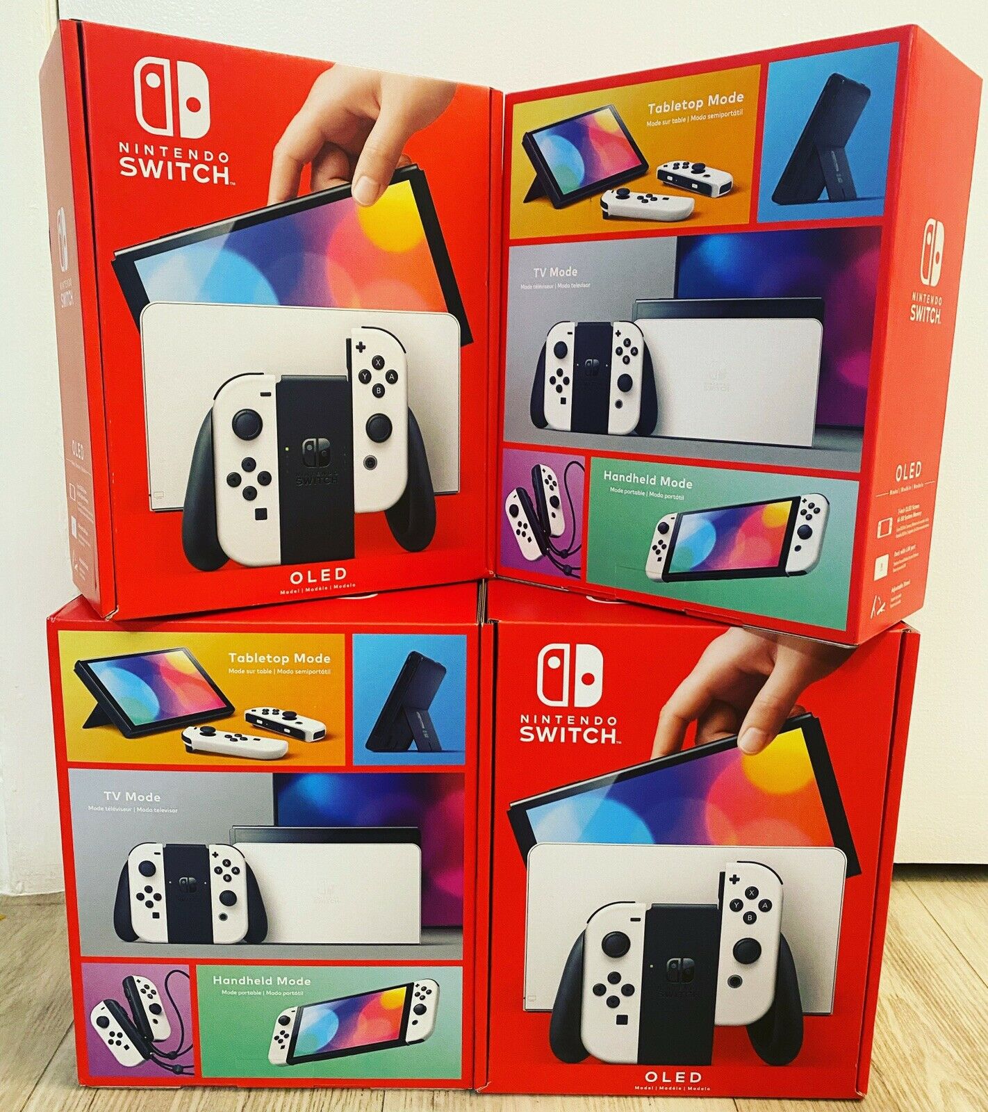 Nintendo Switch OLED 64GB Internal Storage 7' Screen with White & Neon Blue/Red Joy-Con