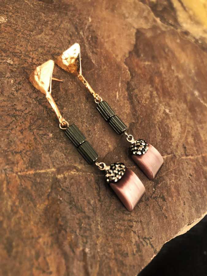 dr stone rose gold plated brass natural stone handmade jewelry