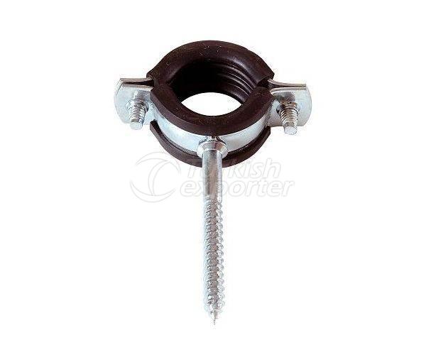 Long Wood Screw Pipe Clamps with Rubber Profile