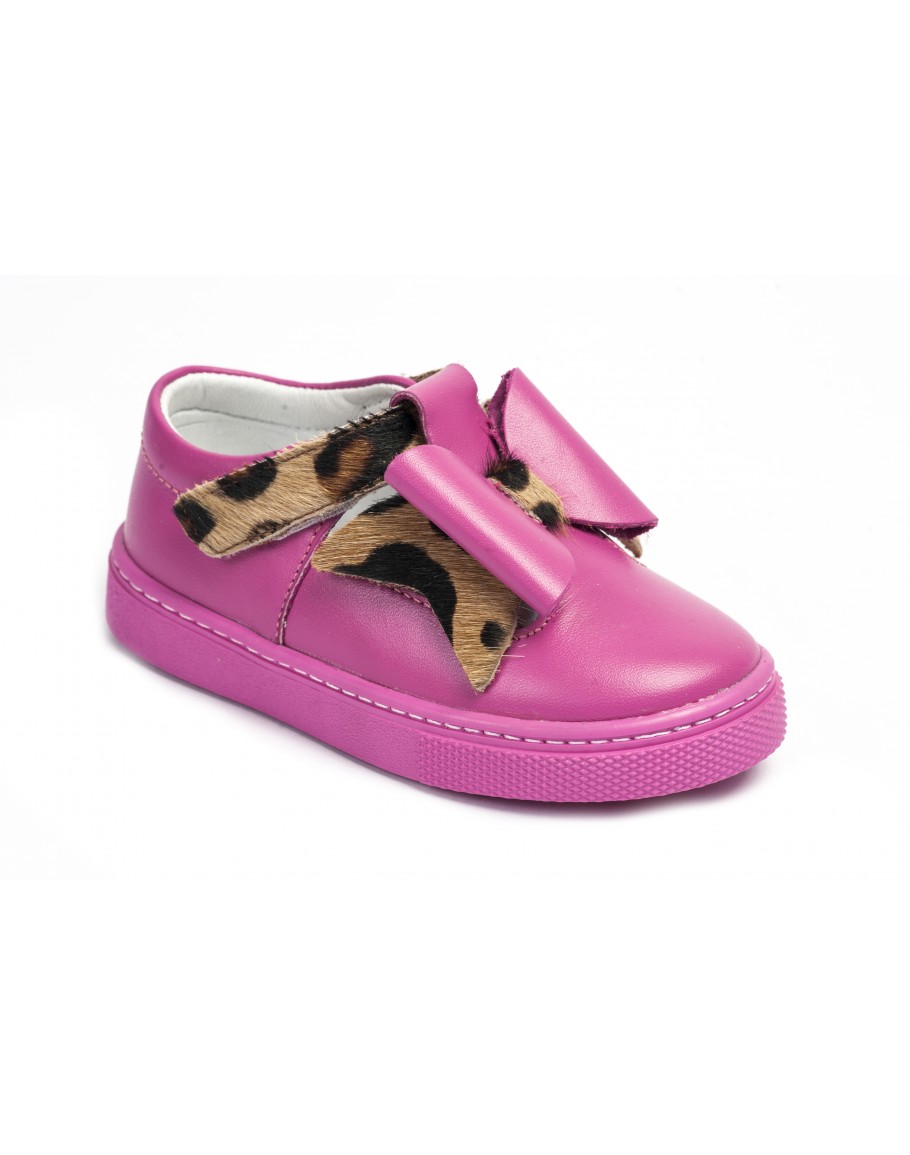 Casual Leather Shoes - Fuchsia