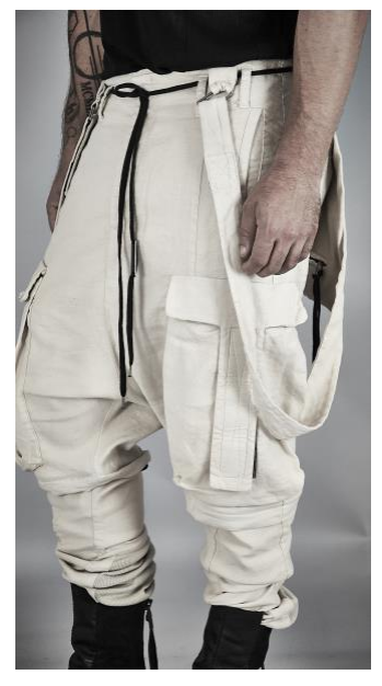 T-POCKET SUSPENDER CARGO LINEN TROUSERS 71