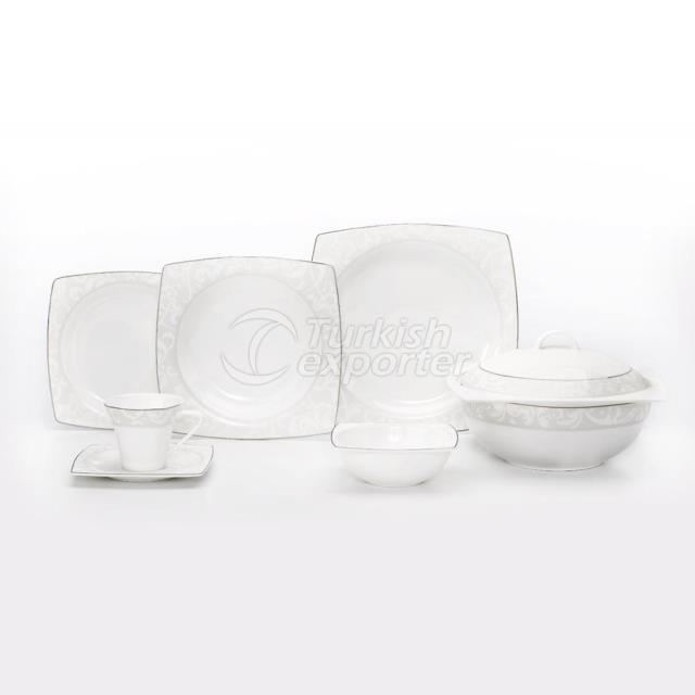Emsan Fine Bone Bnt825 84 Parça Kare Porselen Yemek Takımı