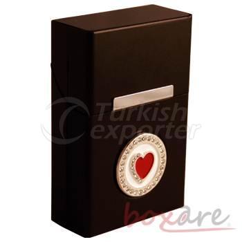 Siyah Alüminyum Taşlı Kalp Roma Kutu