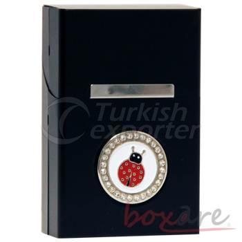 Siyah Alüminyum Taşlı Uğur Böceği Roma Kutu