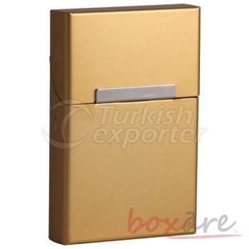 Sarı Alüminyum Sade Sigara Kutusu Kısa Slim