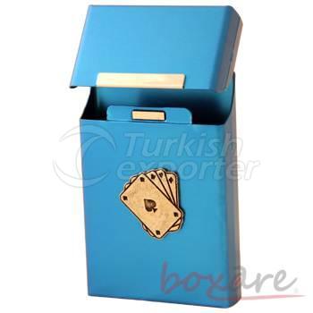 Saks Mavisi Alüminyum Oyun Kağıdı Dekupe Sigara Kutusu Uzun