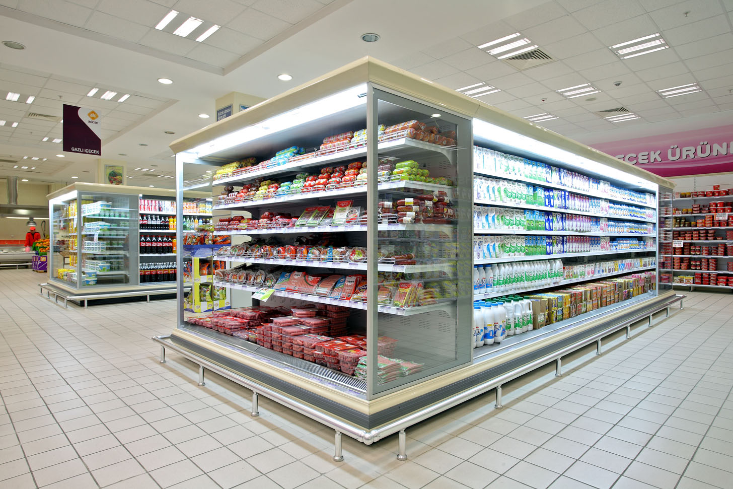 dairy refrigerated showcase with sliding door