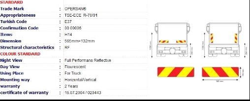 Rear Truck Marker Board Ece 70