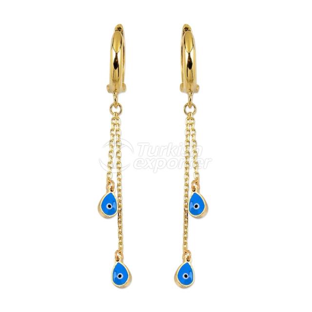 Evil Eye Beaded Gold Earrings