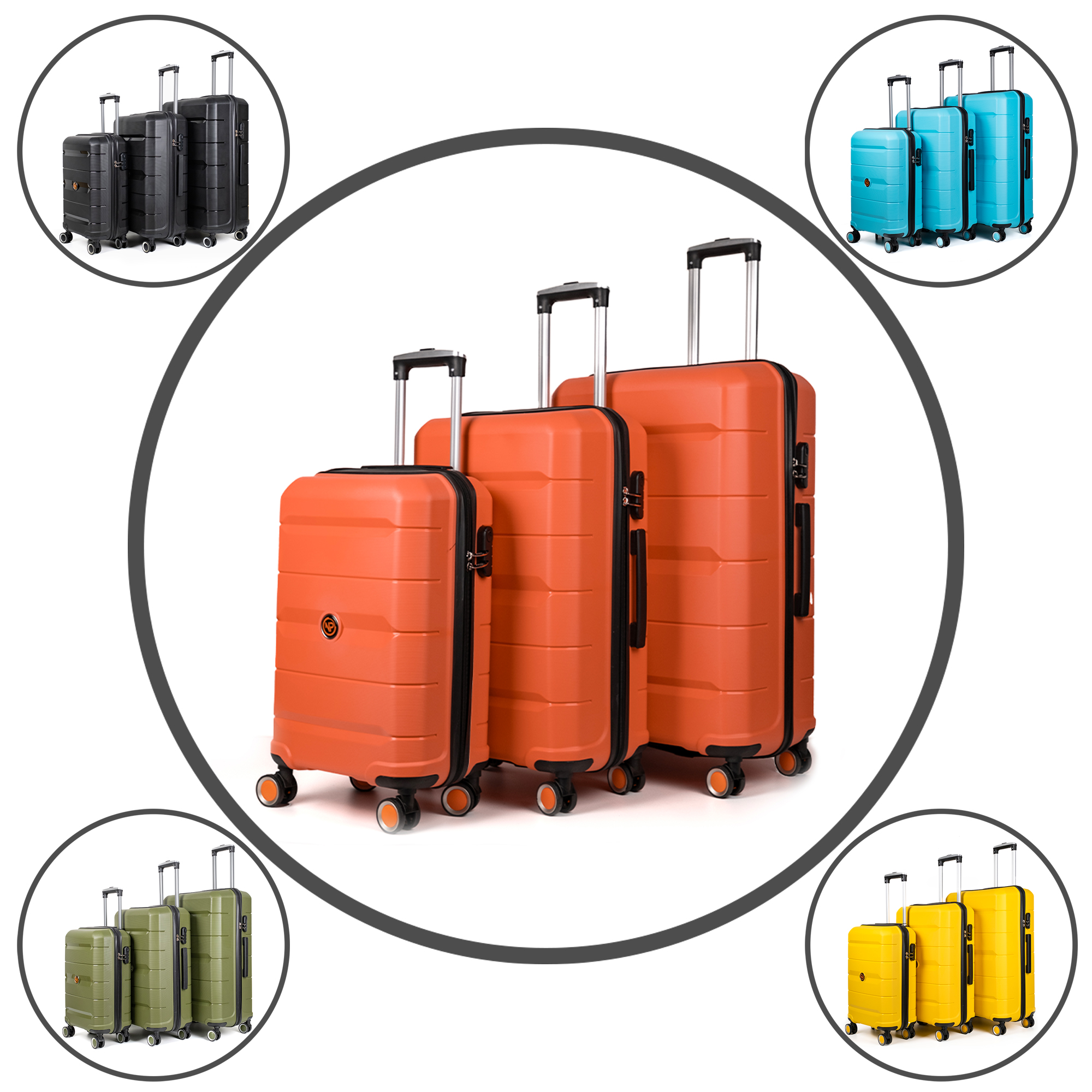 NPO Diamond PP(Polypropylene) Cabinet, Medium and Large 3 Piece Unbreakable Luggage Set