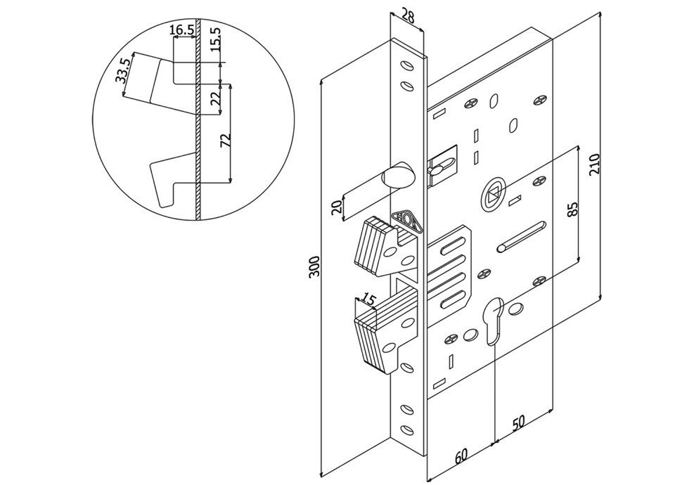 ES-9901 STEEL DOOR LOCK WITH ALARM AND HOK TYPE HOOK