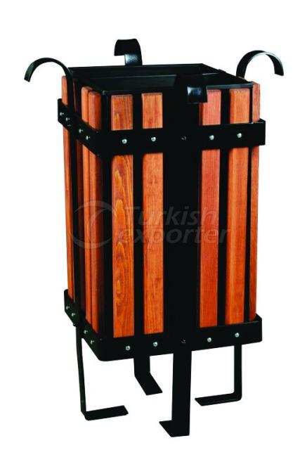 Wood Covered Trash Bin SN 138