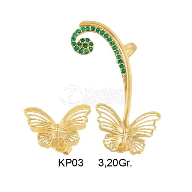 14K GOLD CUFF EARRINGS BUTTERFLY