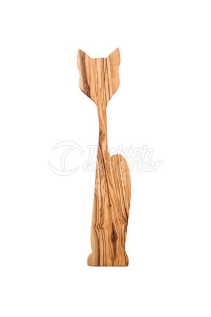 Spatule en bois de travail de main, conception de chat