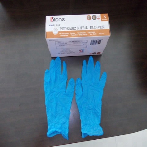 Gants en nitrile sans poudre - Bleu