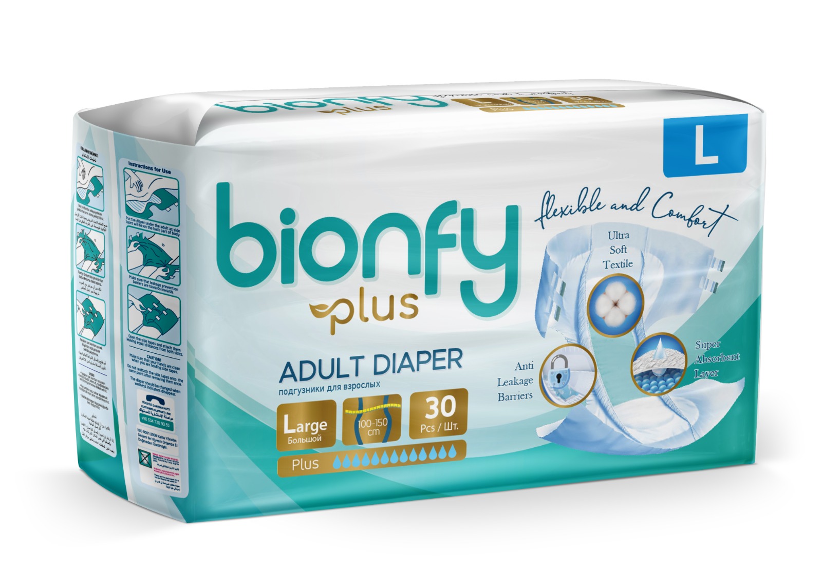 BIONFY ADULT DIAPER - 30 PCS - LARGE - BACK