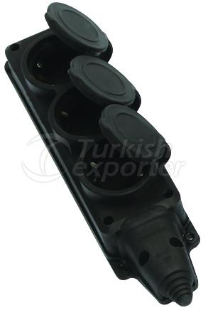 1x16A Triple Socket - Rubber