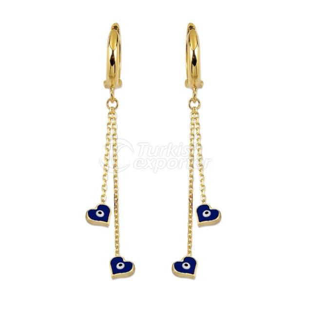 Evil Eye Beaded Gold Earrings