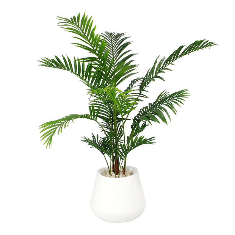 Pre-planted artificial paradise palm tree in white planter