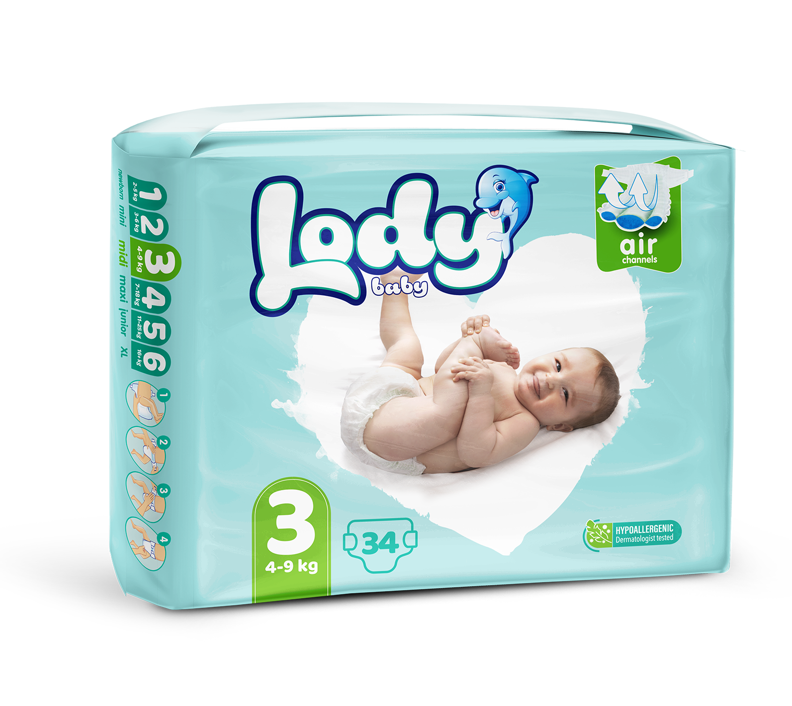 LODY AIR MIDI (4-9 Kg.) 34 X 5 ECO PACK