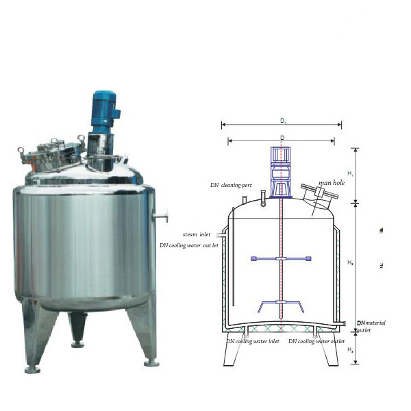 JNBAN Industrial Automatic High Efficient heated mixing tank 1000l