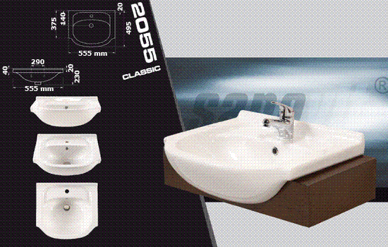 55 cm Ceramic Washbasin