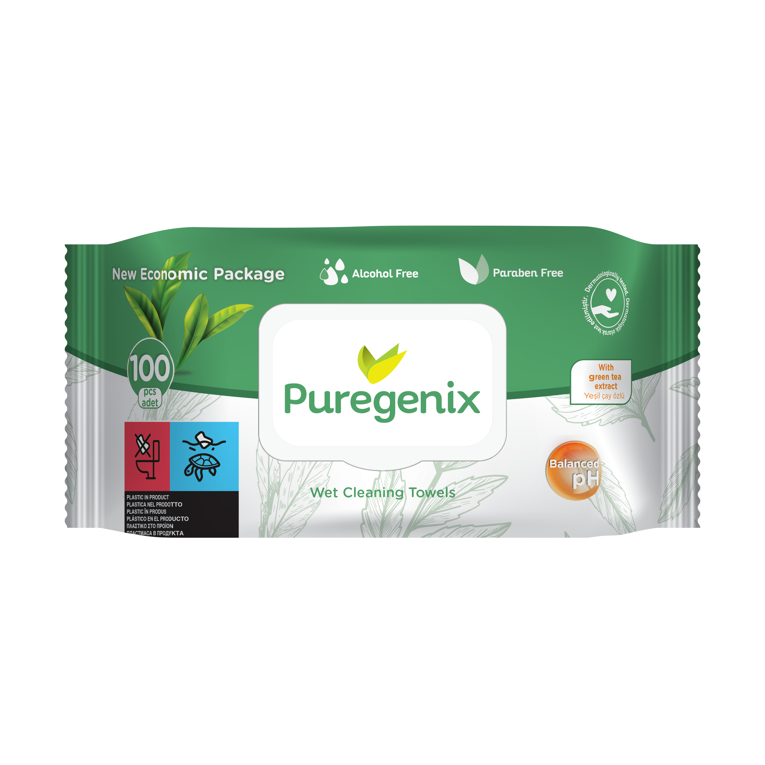 ВЛАЖНЫЕ САЛФЕТКИ PUREGENIX СЕРИЯ NATURAL