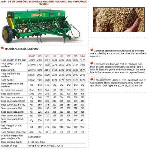 ماكنة حرث وبذر ذو نظام هيدروليكي وهوائي