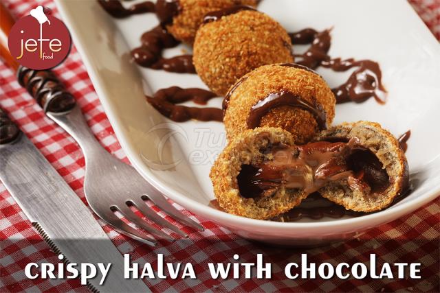 halva crocante com chocolate