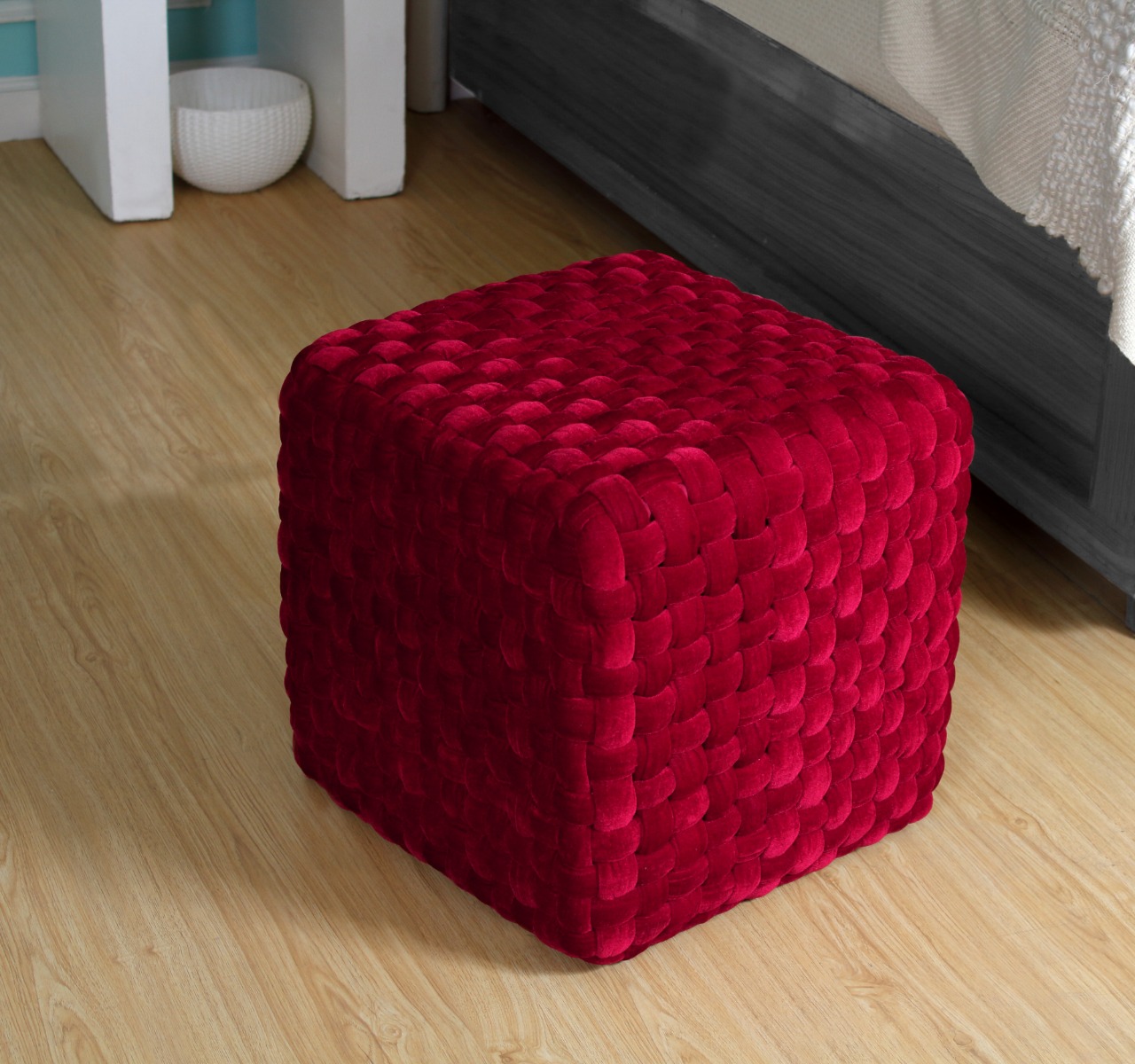 Poly Velvet Tube Pouffe 