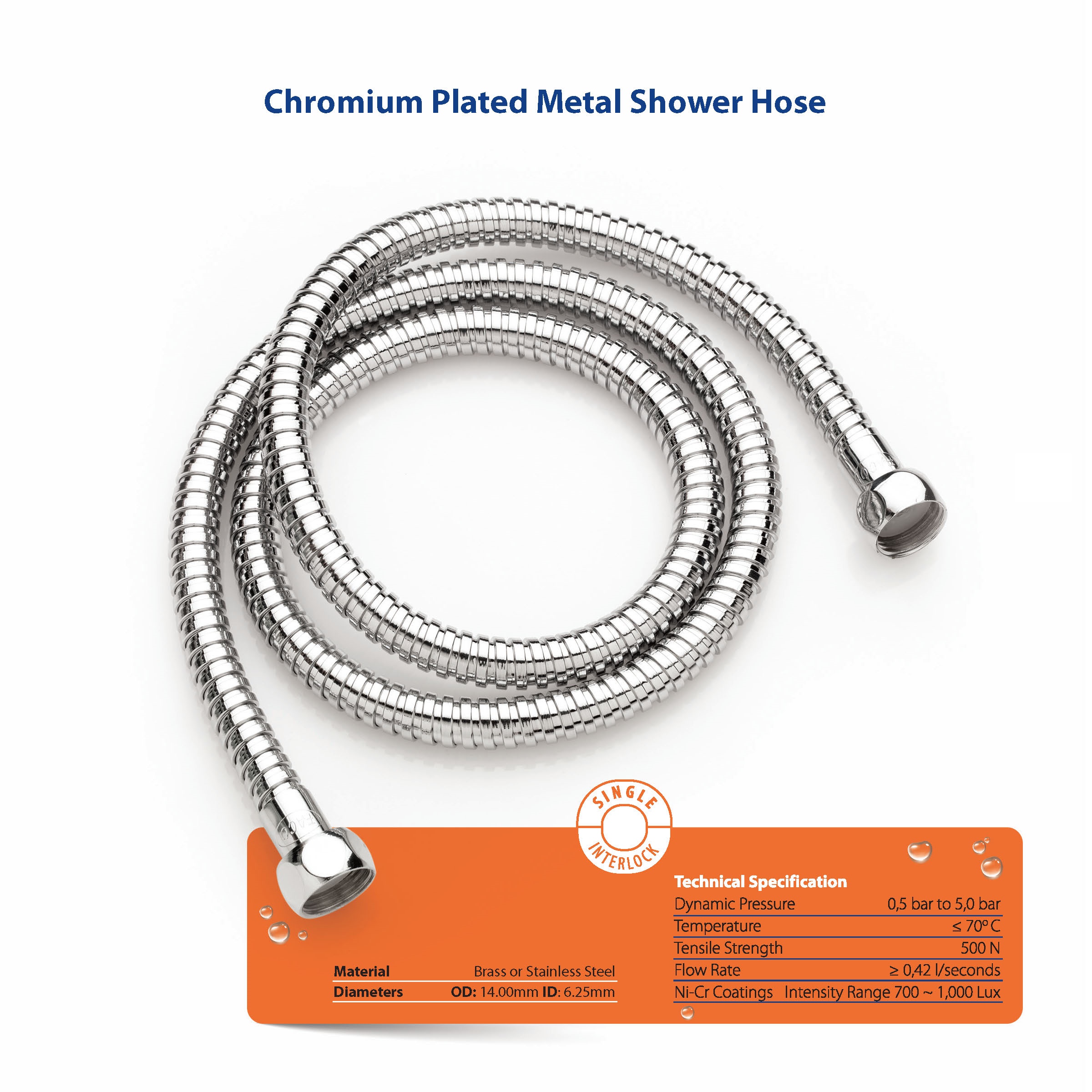 Chromium Plated Metal Shower Hose