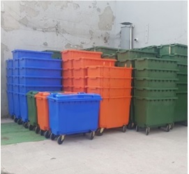 Contenedor de basura de plástico de 660 litros