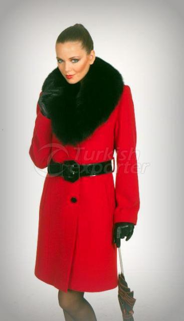 3324- WOOL-CASHMERE  Women's Overcoat with Real Fox Fur Collar-