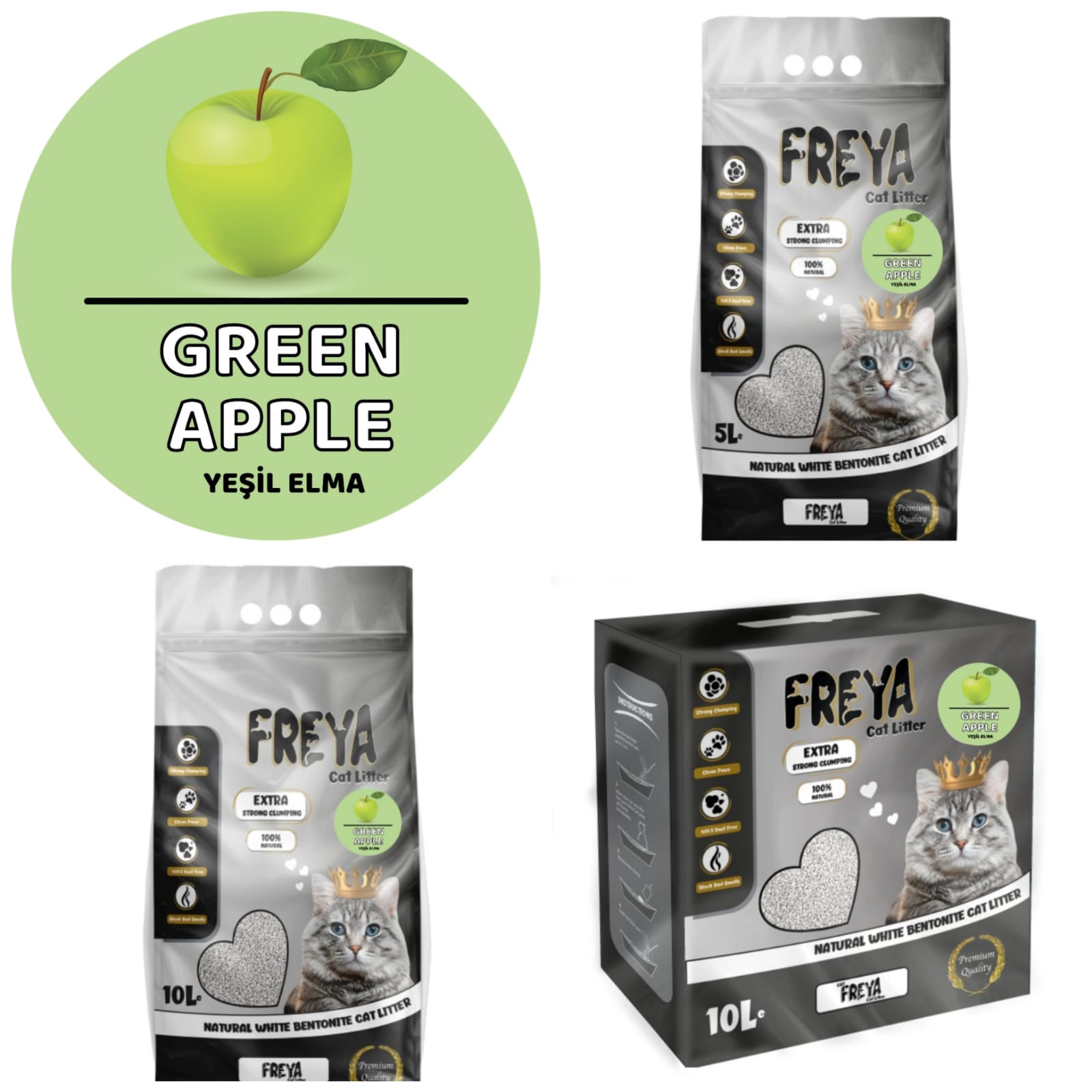 FREYA CAT LITTER GREEN APPLE 5 LT И 10 LT