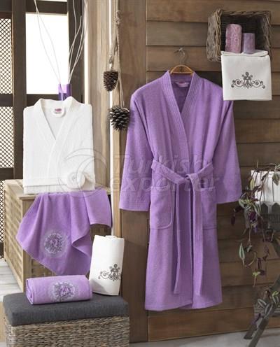 Smart Cotton Bathrobe Set - Lilac Cream (8698499307056)