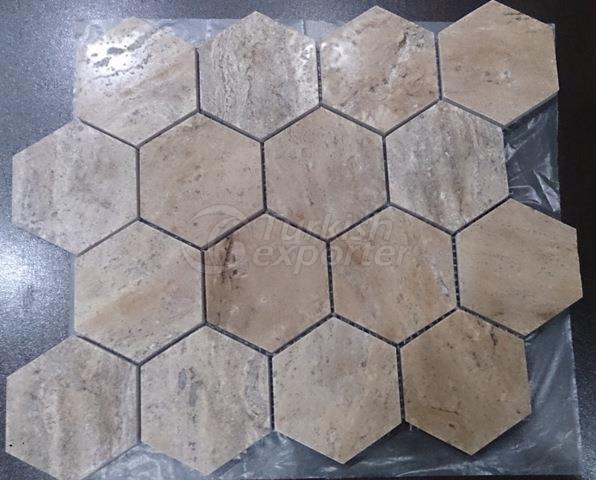 hexagon mosaics travertine