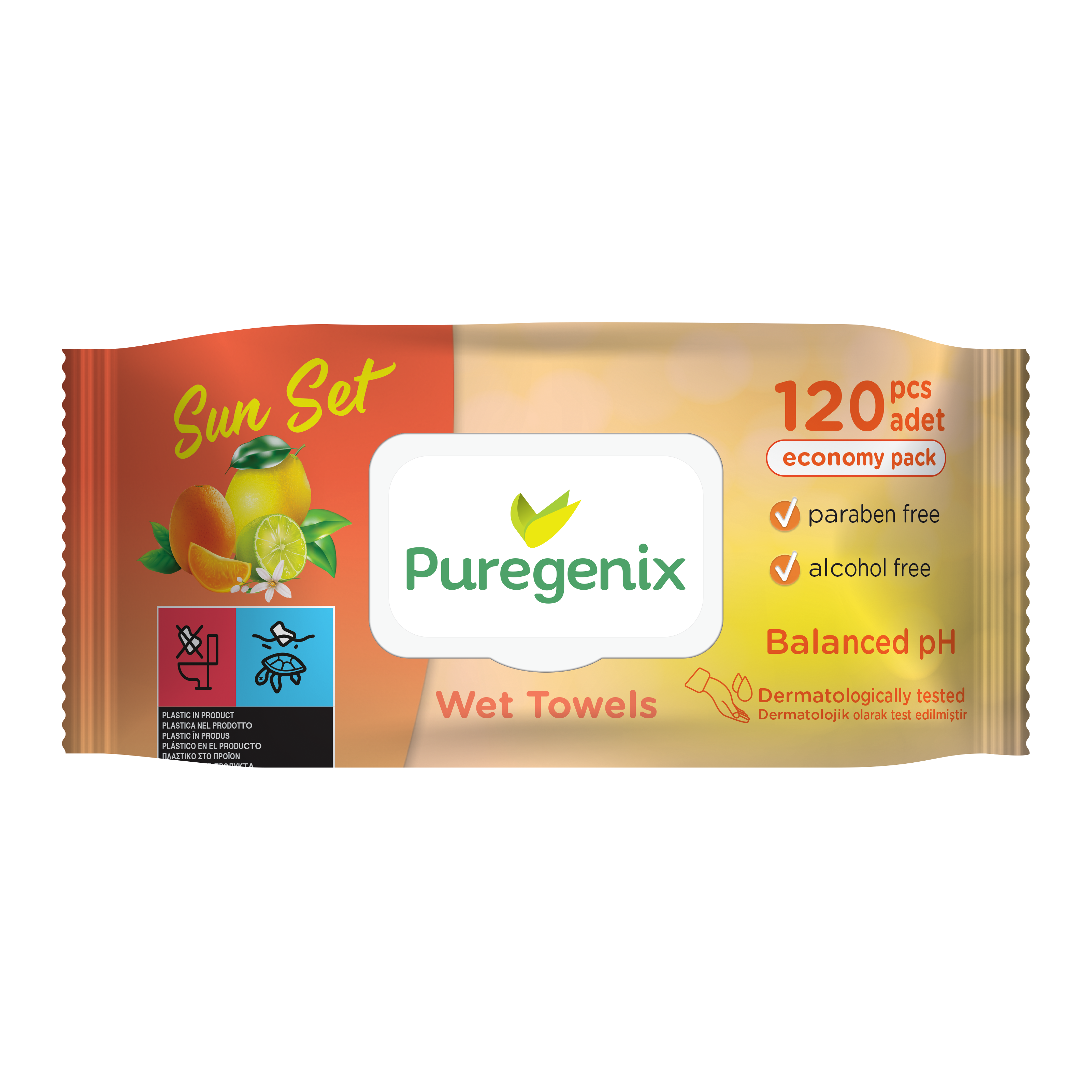 ВЛАЖНЫЕ САЛФЕТКИ PUREGENIX СЕРИЯ SUN SHINE