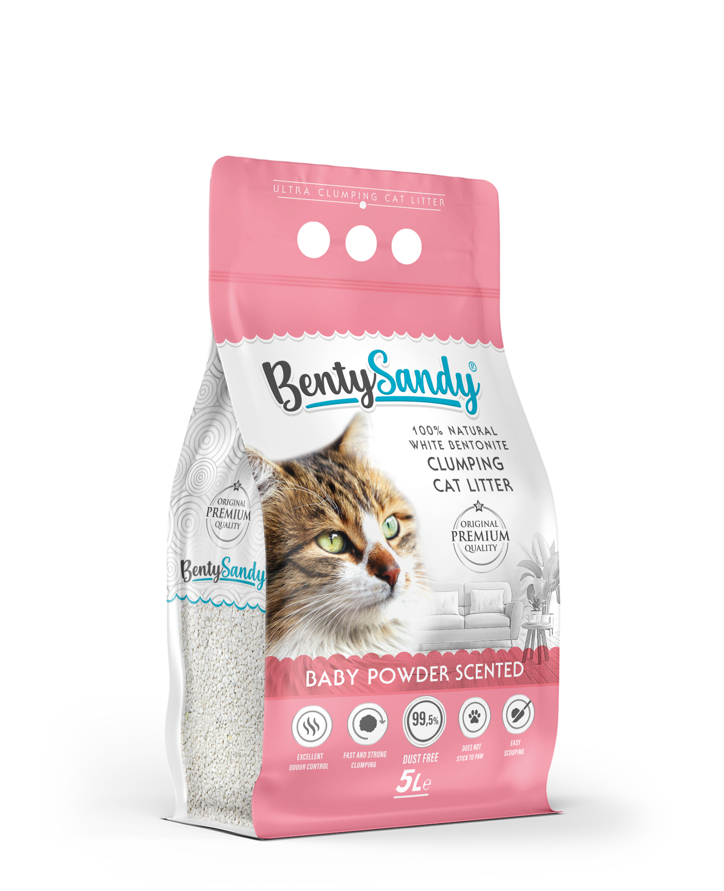 BentySandy Baby Powder Scented  White Bentonite Cat Litter