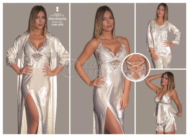 Cotton-Satin Night and Morning Gown 2055